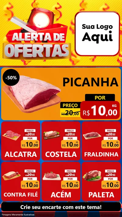 Modelo de Rede Social para Stories com o tema Alerta de Ofertas para Açougue