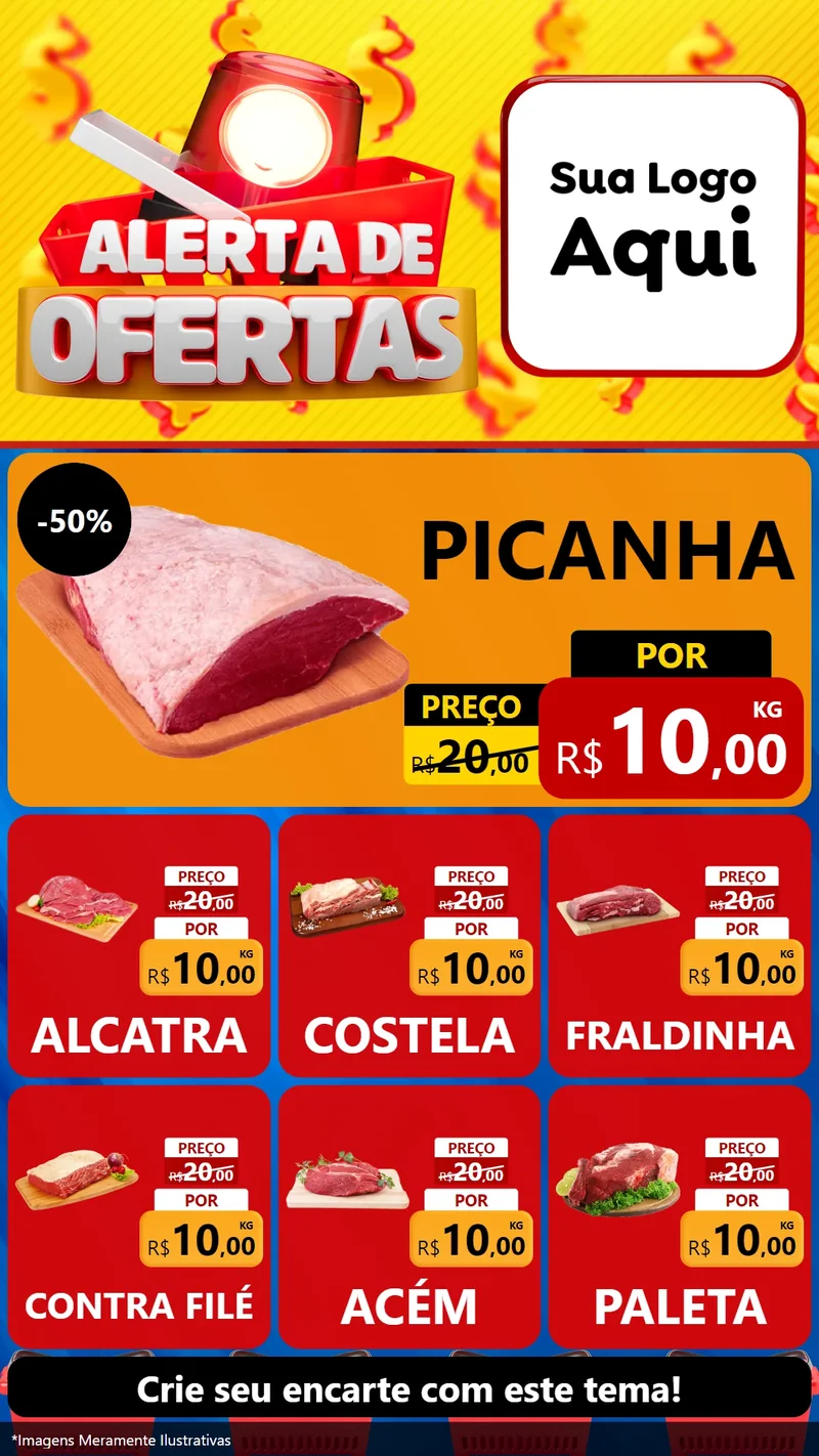 Modelo de Rede Social para Stories com o tema Alerta de Ofertas para Açougue