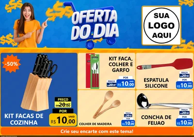 Modelo de Encarte para Encarte A4 Horizontal com o tema Oferta do Dia para Utilidades Domésticas