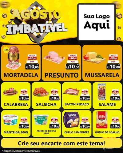 Modelo de Rede Social para Feed Instagram com o tema Agosto Imbatível para Frios e Laticínios