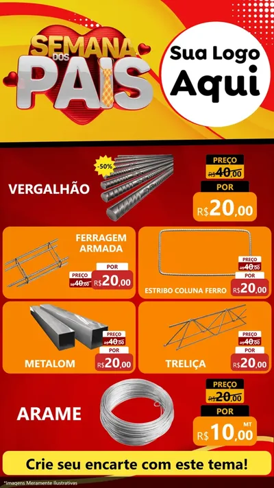 Modelo de TV para TV Vertical com o tema Semana Dos Pais para Ferragens