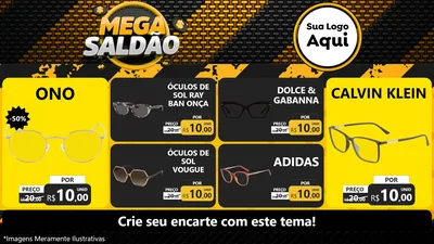 Modelo de TV para TV Horizontal com o tema Mega Saldão para Óticas