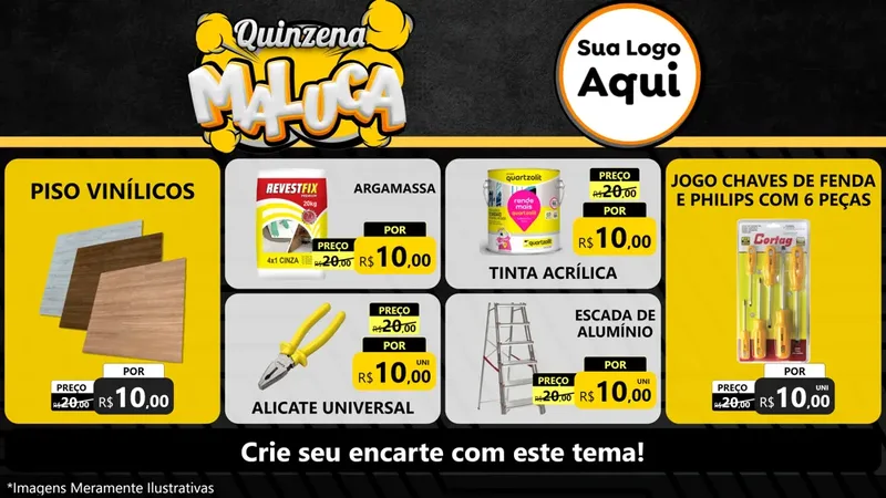 Modelo de TV para TV Horizontal com o tema Quinzena Maluca para Material para Construção