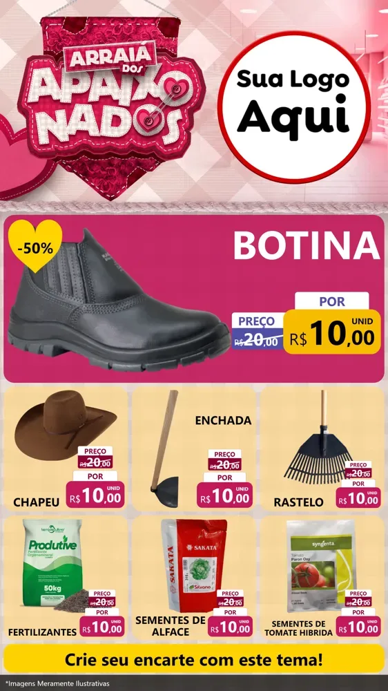 Modelo de Rede Social para Stories com o tema Arraiá dos Apaixonados - Junina para Agropecuária