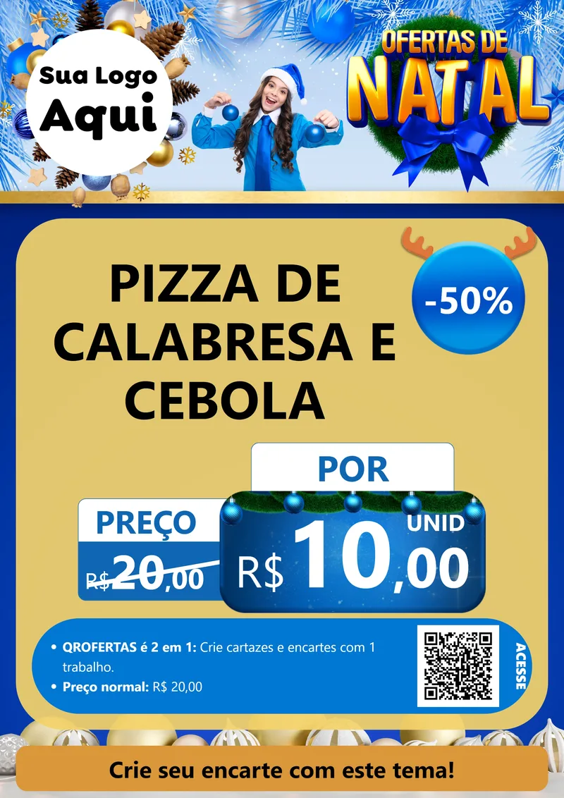 Modelo de Cartaz para Cartaz A4 Vertical com o tema Ofertas de Natal para Pizzaria
