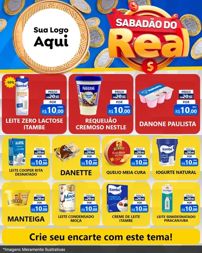 Modelo de Rede Social para Feed Instagram com o tema Sabadão do Real para Frios e Laticínios