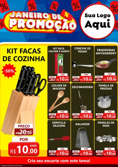Modelo de Encarte para Encarte A4 Vertical com o tema Janeiro de Promoção para Utilidades Domésticas