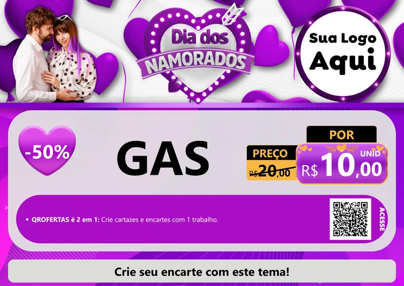Modelo de Cartaz para Cartaz A4 Horizontal com o tema Dia dos Namorados para Água e gás