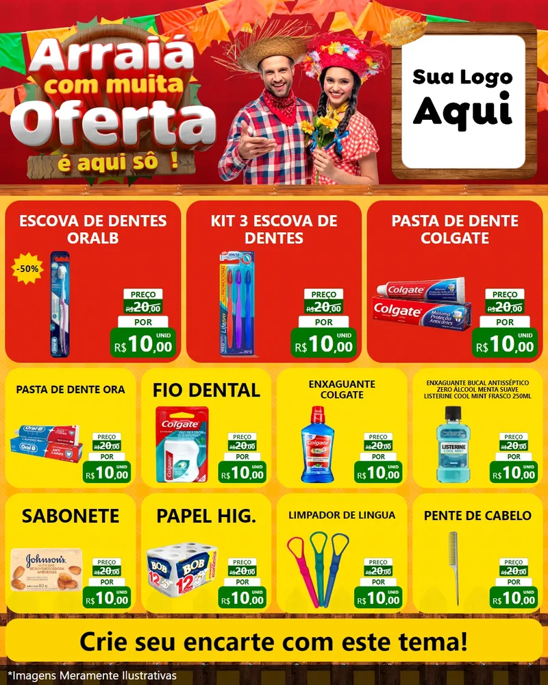 Modelo de Rede Social para Feed Instagram com o tema Arraiá Com Muita Oferta - É Aqui Sô! para Higiene Pessoal