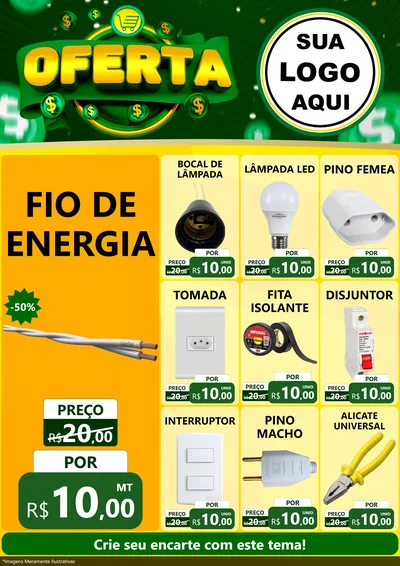 Modelo de Encarte para Encarte A4 Vertical com o tema Oferta para Materiais Elétricos