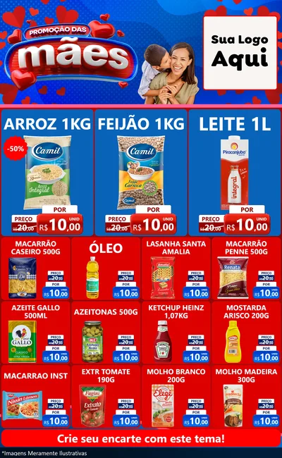 Modelo de Encarte para Encarte Grande com o tema Promoção das Mães para Supermercado