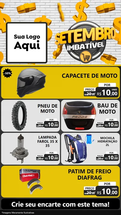 Modelo de TV para TV Vertical com o tema Setembro Imbatível para Moto peças