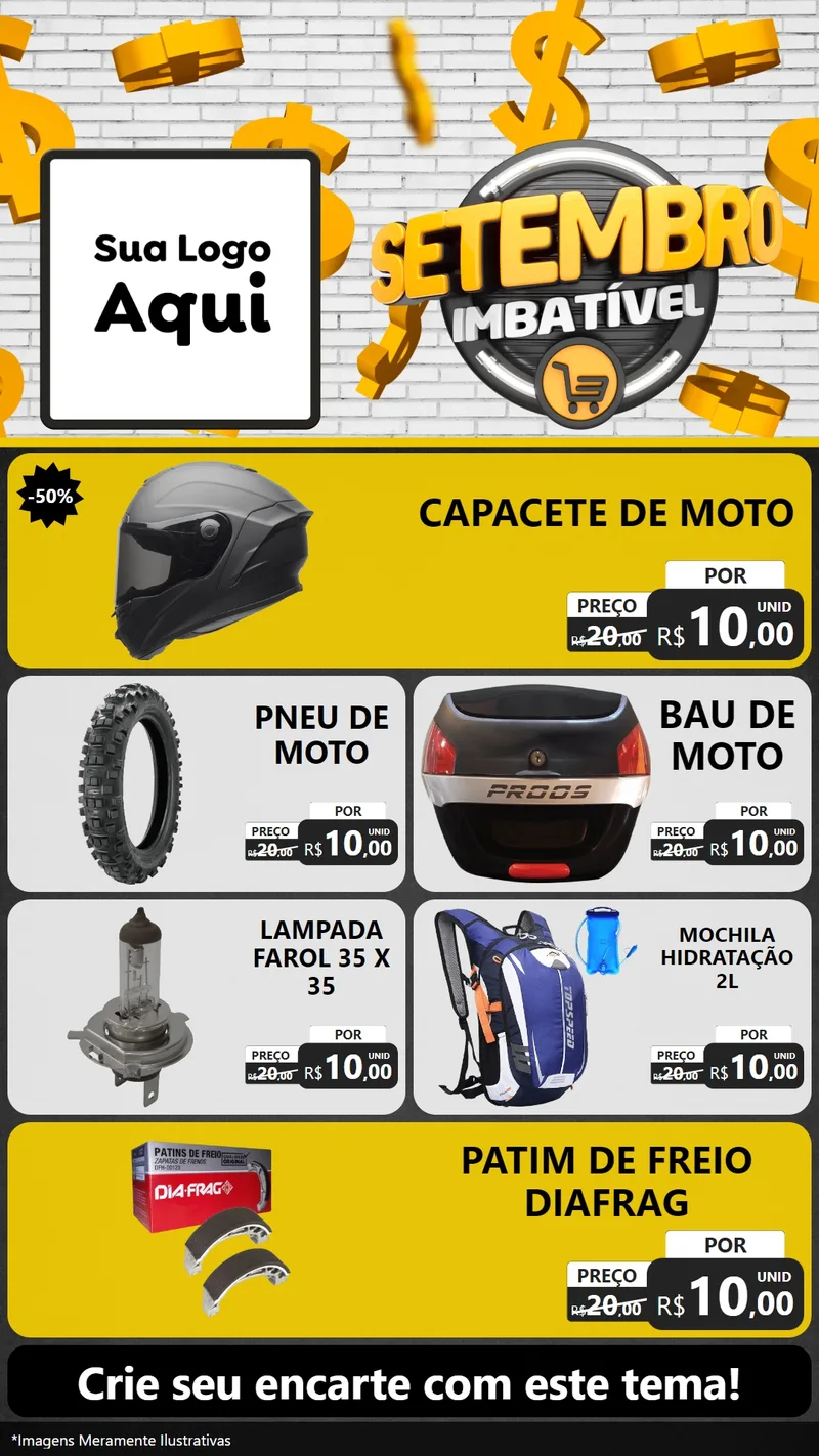 Modelo de TV para TV Vertical com o tema Setembro Imbatível para Moto peças