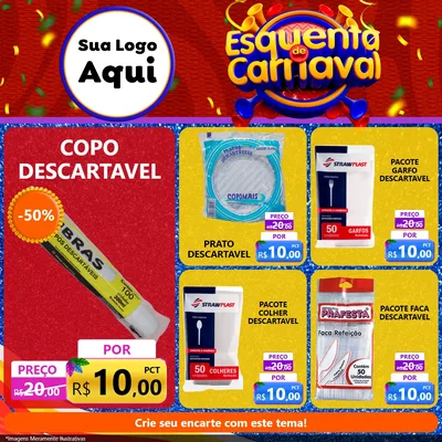 Modelo de Rede Social para Feed Facebook com o tema Esquenta de Carnaval para Embalagens