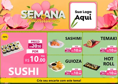 Modelo de Encarte para Encarte A4 Horizontal com o tema Semana da Primavera para Comida japonesa