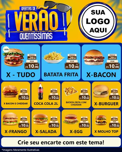 Modelo de Rede Social para Feed Instagram com o tema Ofertas de Verão Quentíssimas para Hamburgueria