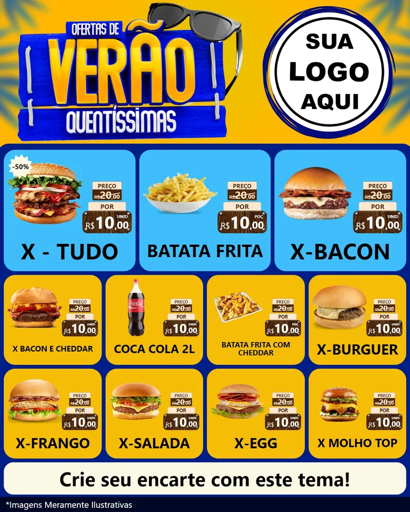Modelo de Rede Social para Feed Instagram com o tema Ofertas de Verão Quentíssimas para Hamburgueria