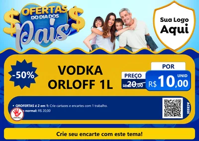 Modelo de Cartaz para Cartaz A4 Horizontal com o tema Ofertas do Dia dos Pais para Distribuidora de bebidas