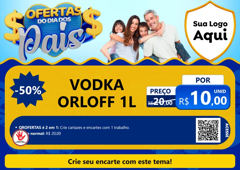 Modelo de Cartaz para Cartaz A4 Horizontal com o tema Ofertas do Dia dos Pais para Distribuidora de bebidas