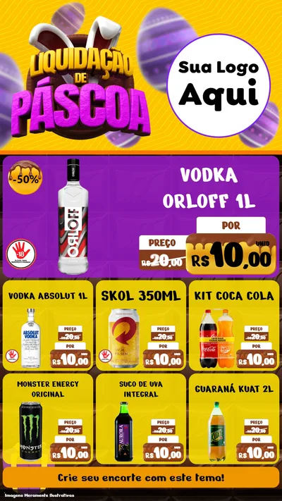 Modelo de Rede Social para Stories com o tema Liquidação de Páscoa para Distribuidora de bebidas