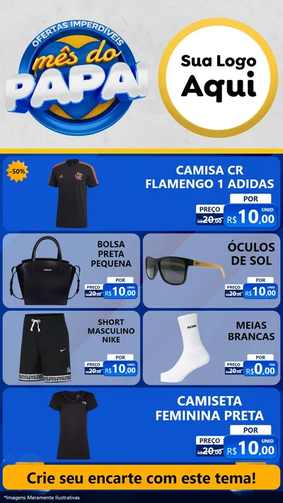 Modelo de TV para TV Vertical com o tema Ofertas Imperdíveis Mês Do Papai para Roupas e acessórios