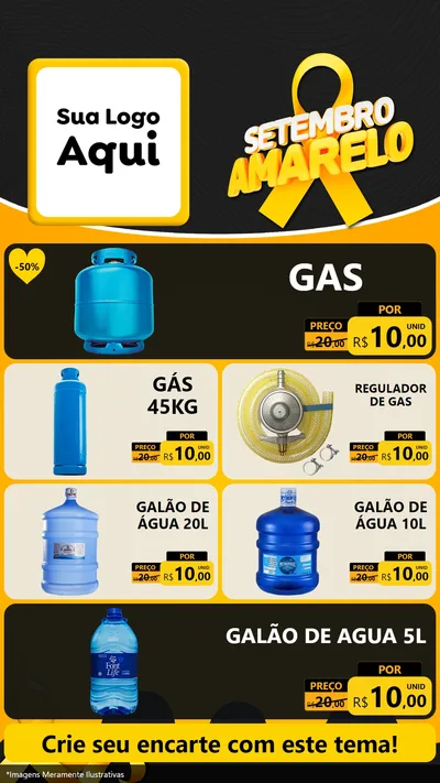 Modelo de TV para TV Vertical com o tema Setembro Amarelo para Água e gás