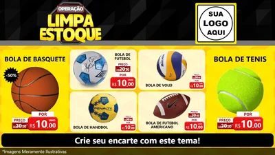 Modelo de TV para TV Horizontal com o tema Operação Limpa Estoque para Artigos Esportivos
