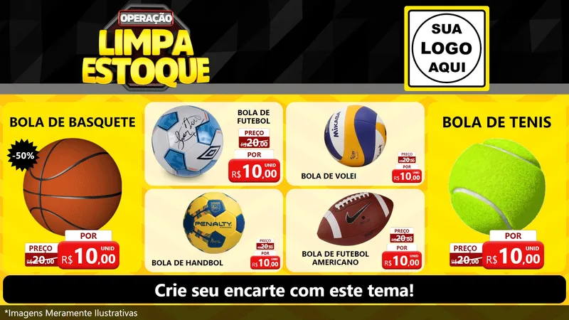 Modelo de TV para TV Horizontal com o tema Operação Limpa Estoque para Artigos Esportivos