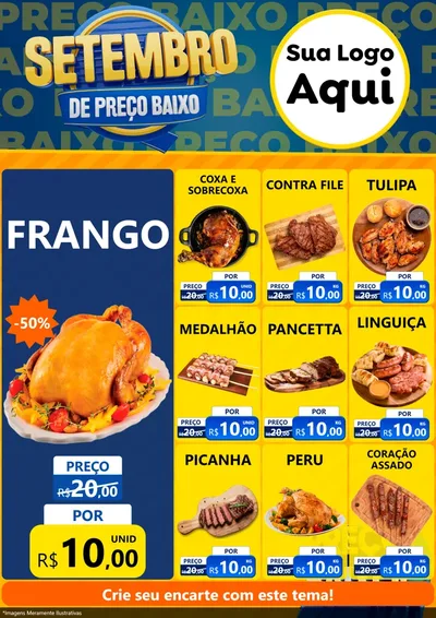 Modelo de Encarte para Encarte A4 Vertical com o tema Setembro De Preço Baixo para Assados