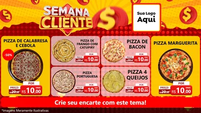 Modelo de TV para TV Horizontal com o tema Semana do Cliente para Pizzaria