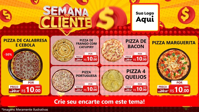 Modelo de TV para TV Horizontal com o tema Semana do Cliente para Pizzaria