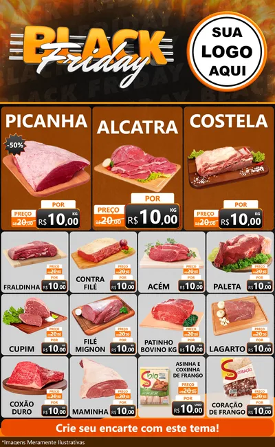 Modelo de Encarte para Encarte Grande com o tema Black Friday para Açougue