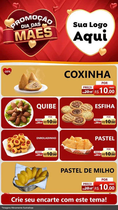 Modelo de TV para TV Vertical com o tema Promoção Dia das Mães para Salgadaria