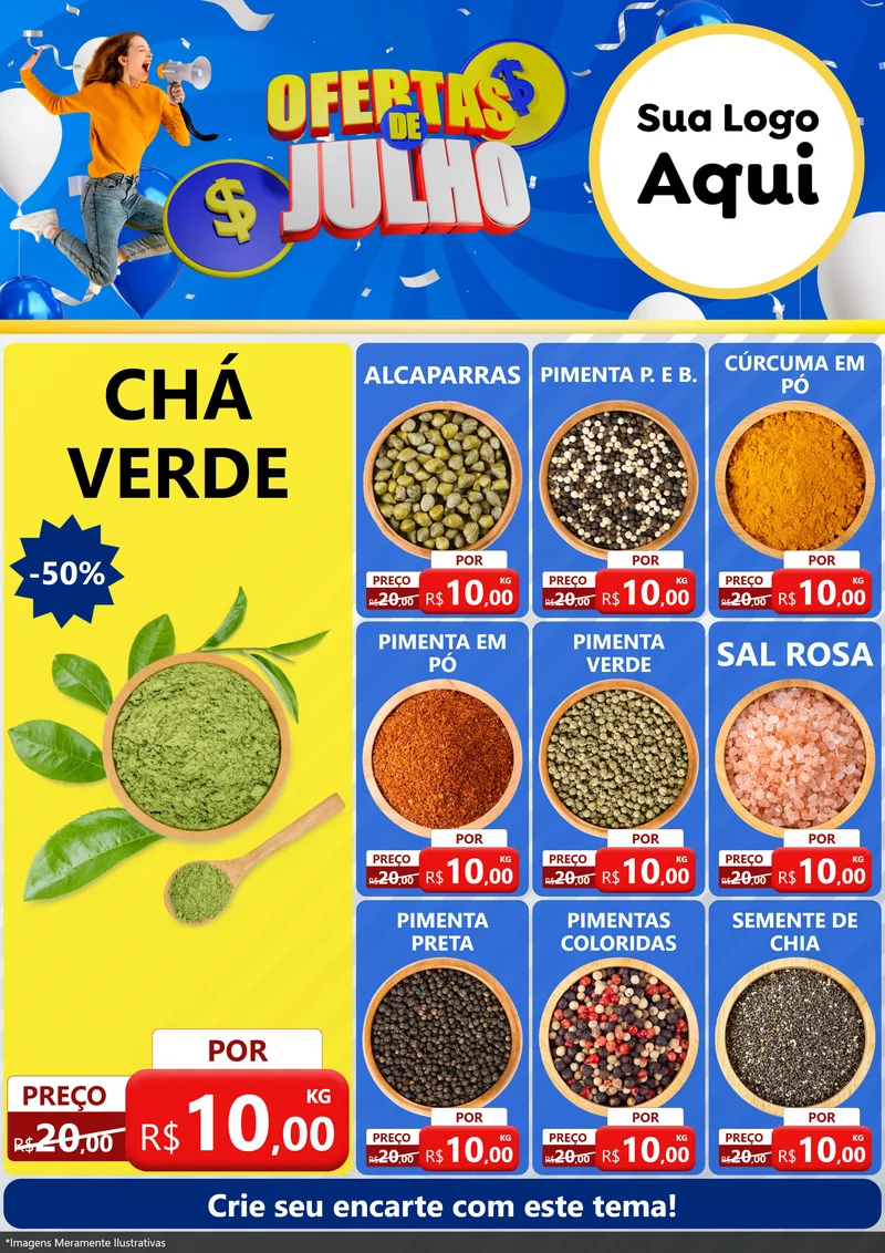 Modelo de Encarte para Encarte A4 Vertical com o tema Ofertas de Julho para Produtos Naturais