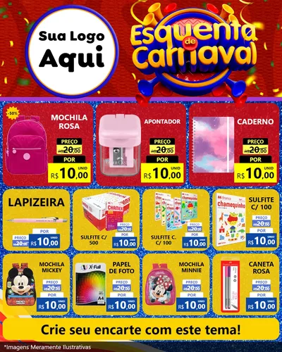 Modelo de Rede Social para Feed Instagram com o tema Esquenta de Carnaval para Papelaria