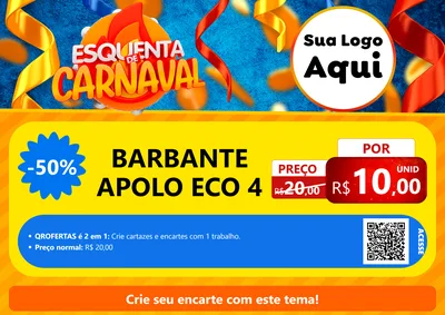 Modelo de Cartaz para Cartaz A4 Horizontal com o tema Esquenta de Carnaval para Armarinho e Aviamentos
