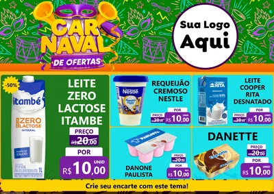 Modelo de Encarte para Encarte A4 Horizontal com o tema Carnaval de Ofertas para Frios e Laticínios