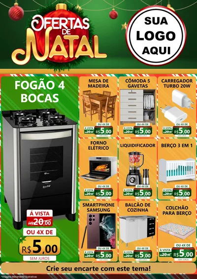 Modelo de Encarte para Encarte A4 Vertical com o tema Ofertas de Natal para Móveis e Eletro
