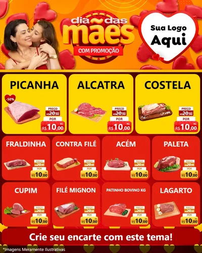 Modelo de Rede Social para Feed Instagram com o tema Dia das Mães com Promoção para Açougue