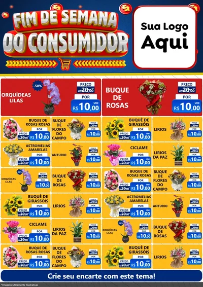 Modelo de Encarte para Encarte A4 Vertical com o tema Fim de Semana do Consumidor para Floricultura e jardim