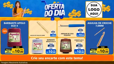 Modelo de TV para TV Horizontal com o tema Oferta do Dia para Armarinho e Aviamentos
