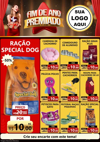 Modelo de Encarte para Encarte A4 Vertical com o tema Fim de Ano Premiado para Pet Shop