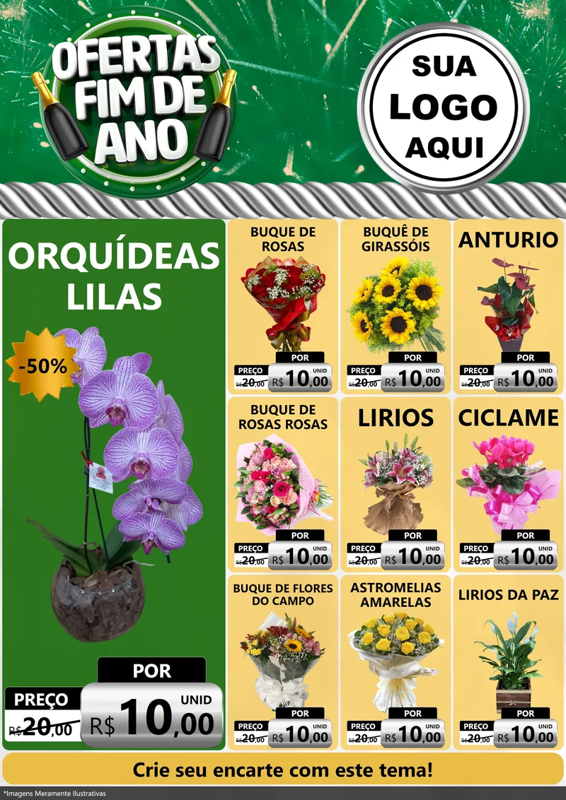 Modelo de Encarte para Encarte A4 Vertical com o tema Ofertas Fim de Ano para Floricultura e jardim