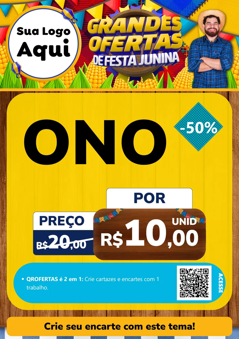 Modelo de Cartaz para Cartaz A4 Vertical com o tema Grandes Ofertas de Festa Junina para Óticas
