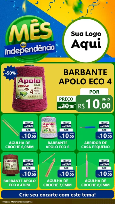 Modelo de Rede Social para Stories com o tema Mês da Independência para Armarinho e Aviamentos