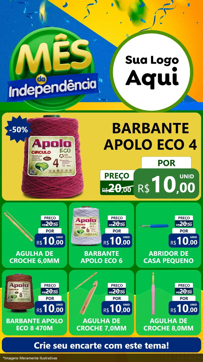 Modelo de Rede Social para Stories com o tema Mês da Independência para Armarinho e Aviamentos