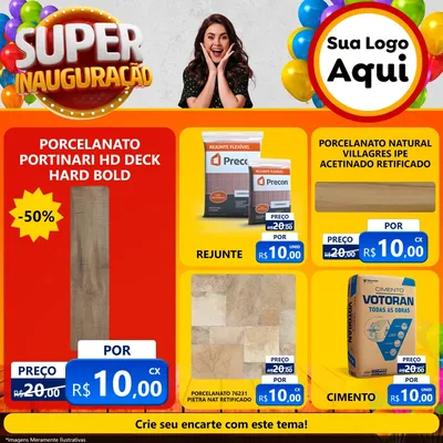 Modelo de Rede Social para Feed Facebook com o tema Super Inauguração para Pisos e revestimentos