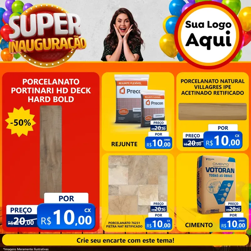Modelo de Rede Social para Feed Facebook com o tema Super Inauguração para Pisos e revestimentos