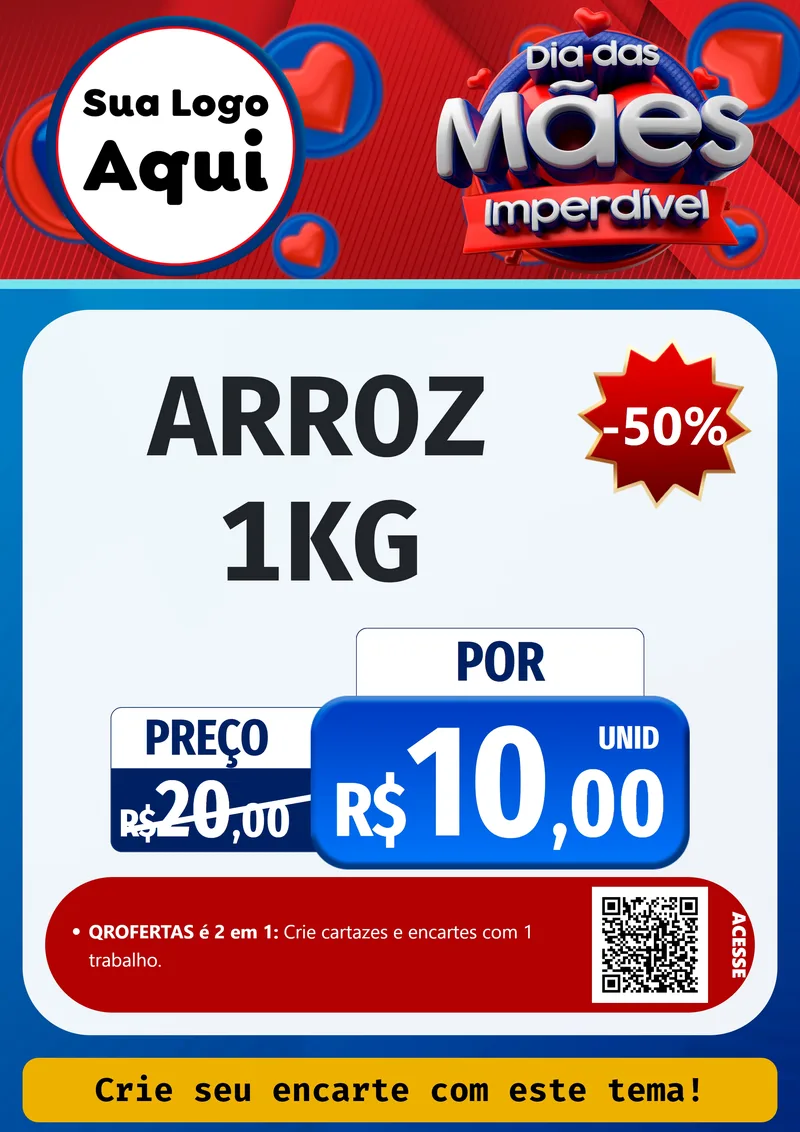 Modelo de Cartaz para Cartaz A4 Vertical com o tema Dia Das Mães Imperdível para Supermercado