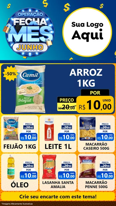 Modelo de Rede Social para Stories com o tema Operação Fecha Mês, Junho para Supermercado